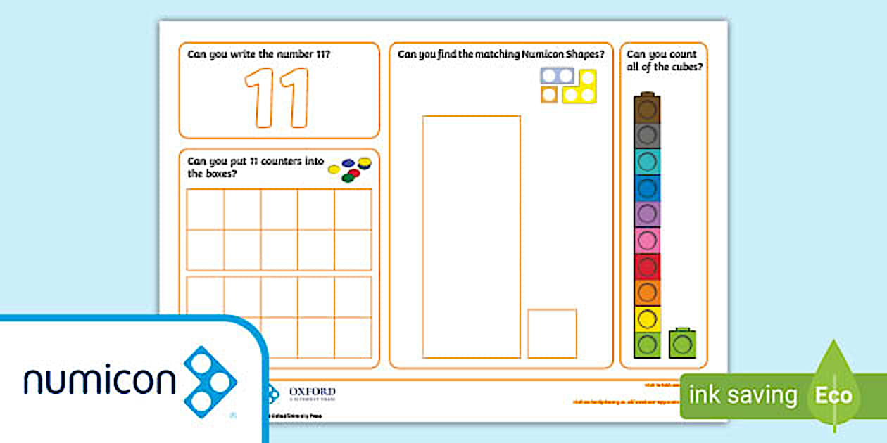 All About Number 11 Activity Mat with Numicon Shapes